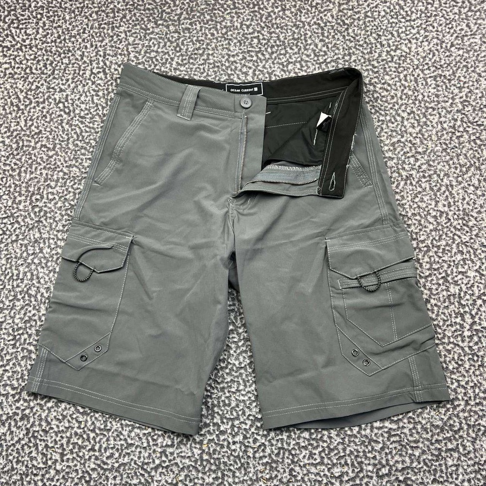 WAIST!! Ocean Current Hybrid Shorts Men 30 Grey Cargo Stretch Pockets Outdoor